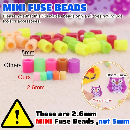 Vista 2 de Lenwen 52000 cuentas de fusible, 96 colores, 0.096 pulgadas, mini, fusible, cuentas derretidas con tableros de clavijas, juego de repuesto creativo