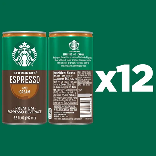 Vista 2 de Starbucks - Café espresso con crema listo para beber, latas de 6.5 onzas (paquete de 12) (el empaque puede variar)