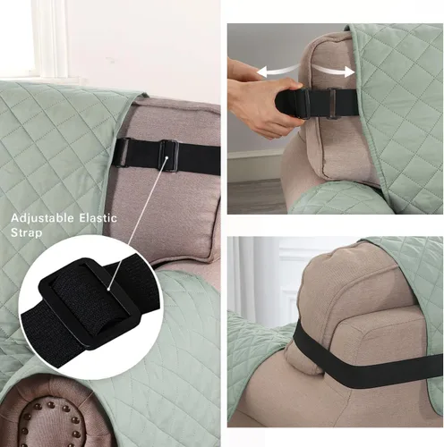 Vista 28 de H.VERSAILTEX Funda de sofá resistente al agua para sofá de 3 cojines, reversible, protector de muebles acolchado con correa elástica, funda de sofá
