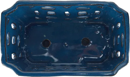 Vista 5 de W&W Orchid Pot with Holes and Saucer for Repotting, Blue, 9.7 Inch azul 9.7