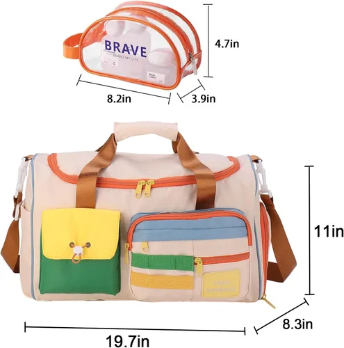 Vista 199 de Pequeña bolsa de gimnasio para mujer, bolsa de viaje con compartimento para zapatos
