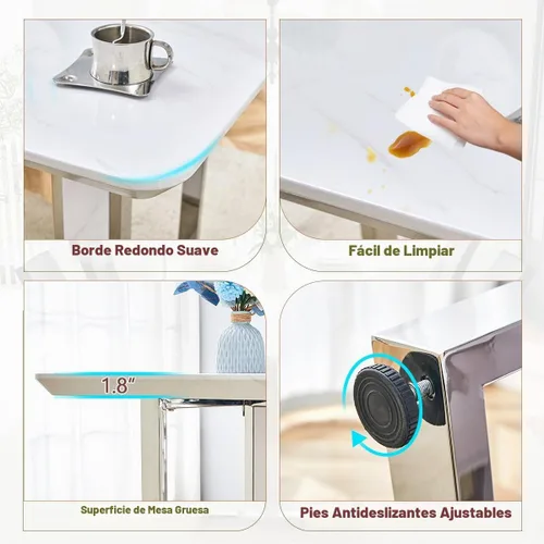 Vista 4 de Juego de mesa de comedor Marle blanca de 63 pulgadas para 4