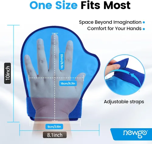 Vista 4 de NEWGO Paquete de 2 guantes de hielo de mano para aliviar el dolor, paquete de 2 guantes fríos para neuropatía de quimioterapia, guantes de hielo
