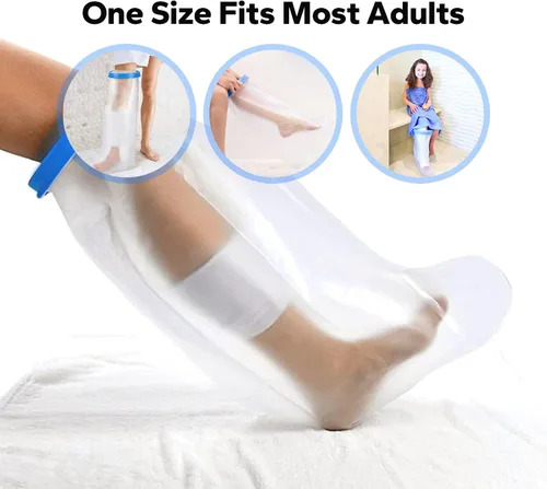 Vista 3 de Komoko Fundas de fundición para patas de ducha, cubierta de pierna fundida para ducha, impermeable, reutilizable, mantiene las heridas secas