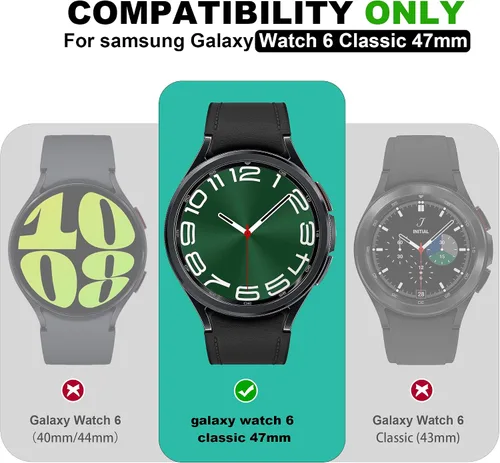 Vista 2 de Correa compatible con Samsung Galaxy Watch 6 Classic de 1.850 in, funda resistente de una pieza con correa (2023)