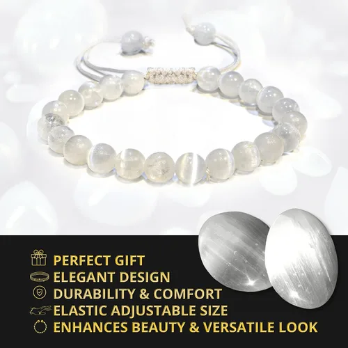 Vista 297 de Adjustable Crystal Bracelet – Gemstone Bead Bracelet with Adjustable Macrame String – Chic Gemstone Bracelet for Men and Women – 8mm Round Healing