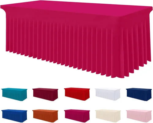Vista 15 de Smiry Mantel de Spandex, Mantel Elástico Ajustable Extensible para Mesas Rectangulares de 6 Pies, Falda Cubierta de Mesa Impermeable y Lavable