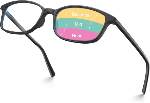 Vista 7 de VISOONE Gafas de lectura multifocales progresivas TR90 con bloqueo de luz azul con estilo Royota para mujeres y hombres Gris