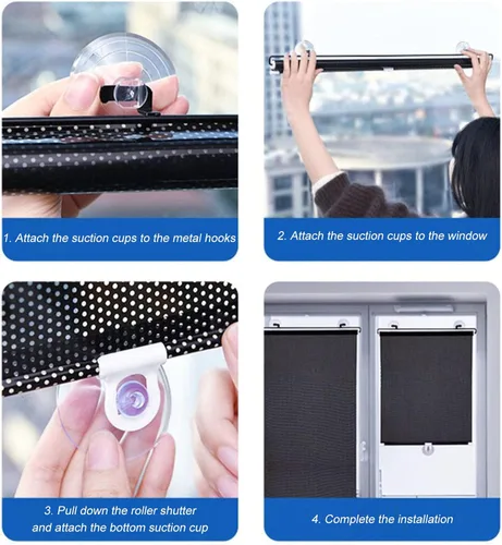 Vista 7 de Persianas enrollables opacas con protección solar, sin taladrar, cortinas enrollables para ventanas, pantallas de privacidad, persianas retráctiles