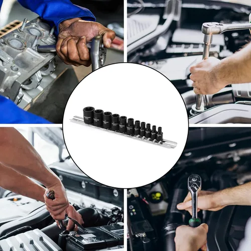 Vista 7 de CASOMAN 11PCS hembra Torx Socket Set, E Torx & Star Socket Set con riel, E4 - E20 Torque Sockets
