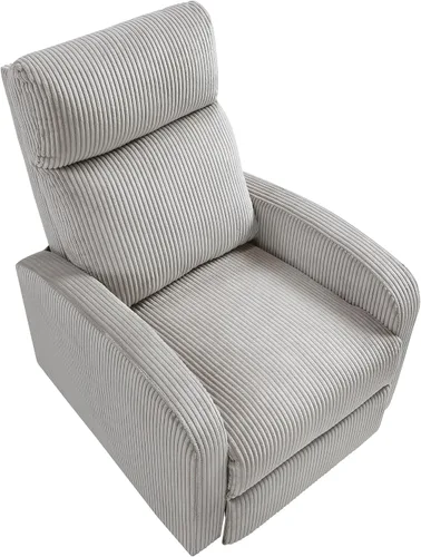 Vista 19 de Lexicon Sillón Reclinable de Pana con Respaldo Empujable Sillón Butaca Reclinable de Empuje hacia Atrás, Marco de Madera Sólida y Base de Metal Gris