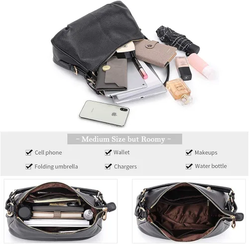 Vista 3 de Kattee Bolsos de cuero suave para mujer bolsos de hombro vintage con asa superior auténtica