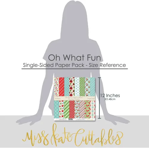 Vista 7 de Paquete de papel con patrón – Oh What Fun – Scrapbook Premium Specialty Paper de una cara de 12 x 12 pulgadas, colección incluye 16 hojas – por Miss