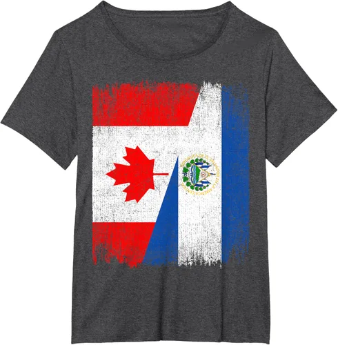 Vista 22 de Camiseta Half Canada El Salvador Flag Canadian Salvadoran Pride Roots