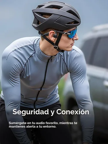 Vista 2 de Auriculares de conducción ósea, auriculares de oreja abierta Bluetooth 5.3 con micrófono, auriculares de conducción ósea de 12 horas de Negro puro