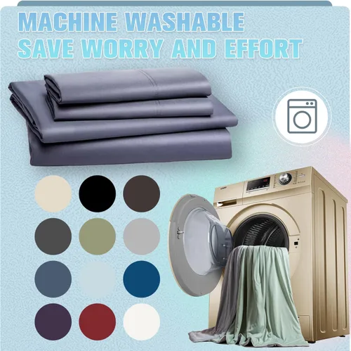 Vista 7 de Sábanas, sábanas de autolimpieza, sábanas de autolimpieza, con infusión de plata, sábanas de cama, transpirables, refrescantes y cómodas