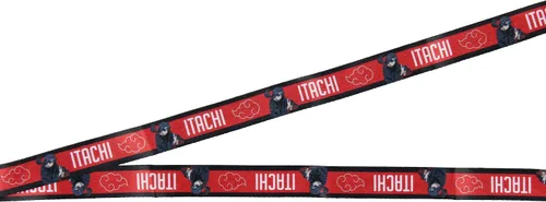 Vista 4 de Cordón para identificación de Naruto Itachi Uchiha con colgante de goma Shu Kanji de 2 pulgadas