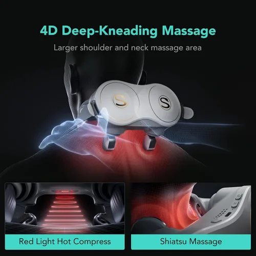 Vista 3 de SKG Masajeador de cuello Shiatsu para aliviar el dolor de tejido profundo, regalos para hombres, mujeres, papá, mamá, masajeador de cuello