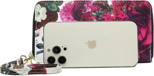 Vista 159 de Cartera de mano para mujer, estilo bohemio, con RFID, elegante, espaciosa con correa para viajes, capacidad para tarjetas, teléfono, dinero
