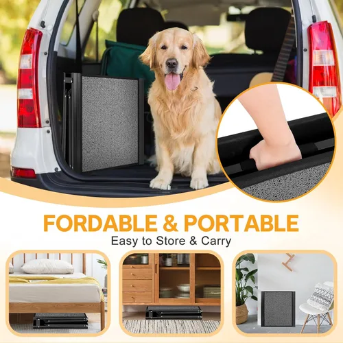 Vista 6 de Rampa para perros de 67 x 17 pulgadas, rampa para perros para automóvil, rampas plegables para mascotas, escaleras para perros de hasta 250 libras