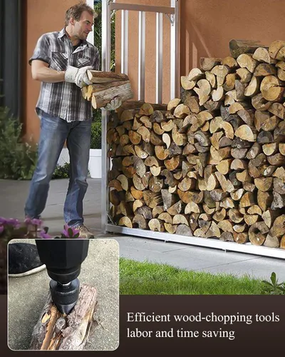 Vista 2 de 6 brocas divisoras de madera, 1.772 in + 1.260 in, diseño desmontable para leña, taladros eléctricos resistentes, destornillador de cono extraíble