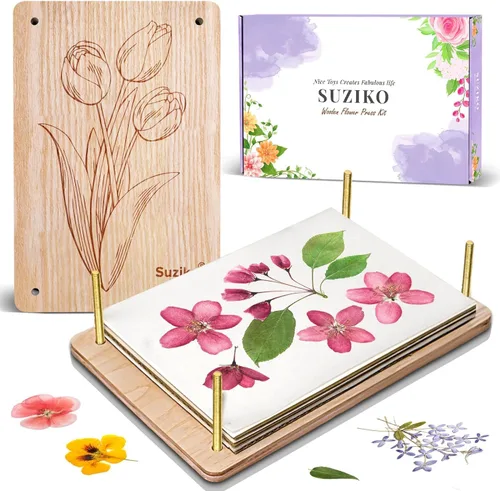 Vista 10 de Suziko Kit de prensa de flores grande para adultos y niños, 10.8 x 6.9 pulgadas, kit de preservación de plantas de flores, arte y manualidades