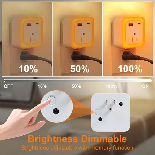 Vista 4 de JackonLux Luces nocturnas enchufables a la pared, paquete de 2 luces de reserva con batería recargable, sensor de atardecer a amanecer, luz nocturna