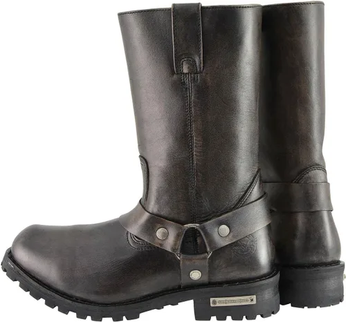 Vista 5 de Milwaukee Leather MBM9005 - Botas de motocicleta con arnés de punta cuadrada clásica de 11 pulgadas para hombre