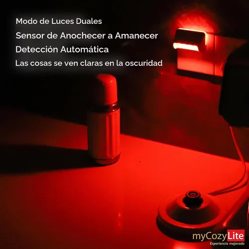 Vista 7 de Luz nocturna LED roja, sensor de atardecer a amanecer, modo de iluminación doble, luz guía y luz de sueño, interruptor de encendido y apagado, luz