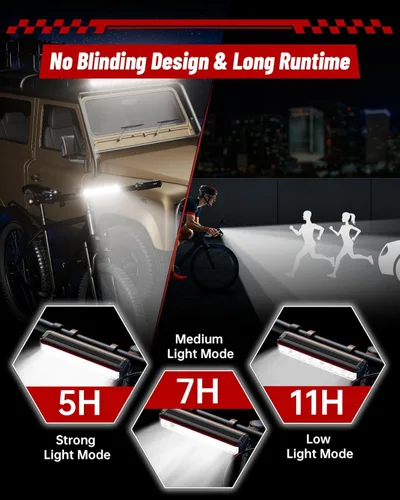 Vista 3 de Luces de bicicleta para montar de noche, luz trasera delantera recargable por USB, juego de faros de bicicleta, luz de aluminio, IPX5 impermeable