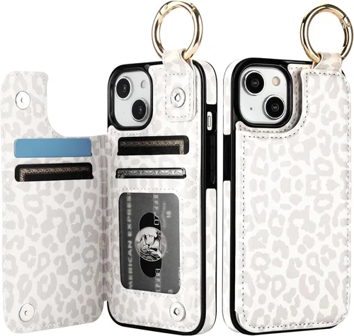 Vista 9 de HAOPINSH Funda tipo cartera con tarjetero para iPhone 14/13, diseño de Girasoles Bandera Americana