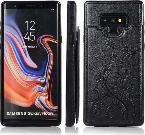 Vista 4 de Asuwish Funda de teléfono para Samsung Galaxy Note 9 con protector de pantalla de vidrio templado, tarjetero/tarjetero, soporte para cartera