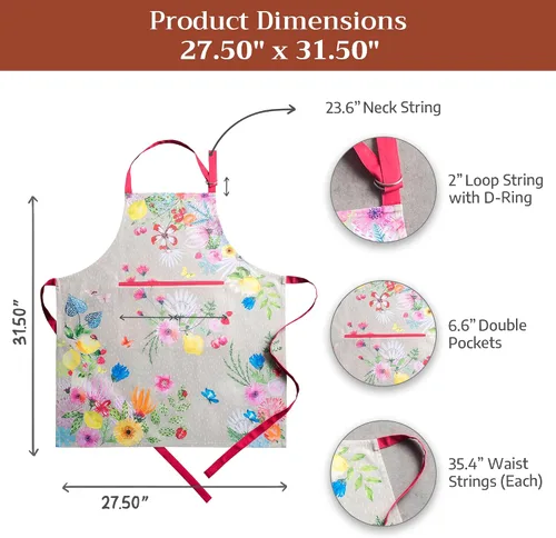 Vista 363 de Maison d' Hermine Delantales para mujer con bolsillo, 100% algodón (27.50 x 31.50 pulgadas)