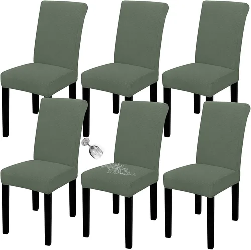 Vista 28 de Easy-Going - Juego de 2 fundas para sillas de comedor 100% impermeables, de tela Jacquard elástica, fundas protectoras removibles y lavables