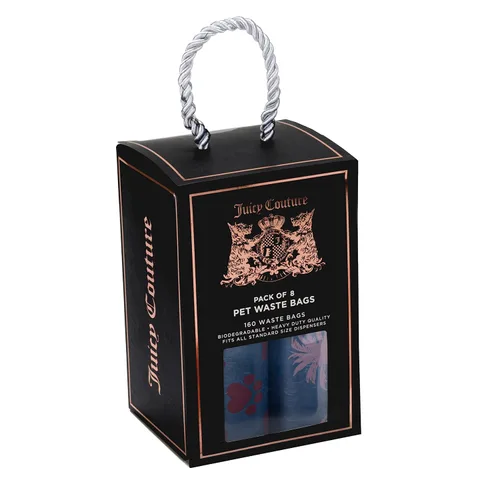 Vista 6 de Juicy Couture Bolsa para excrementos de perro con estampado de palmeras y patas, desechables de fácil desgarro, resistente, resistente a fugas, sin