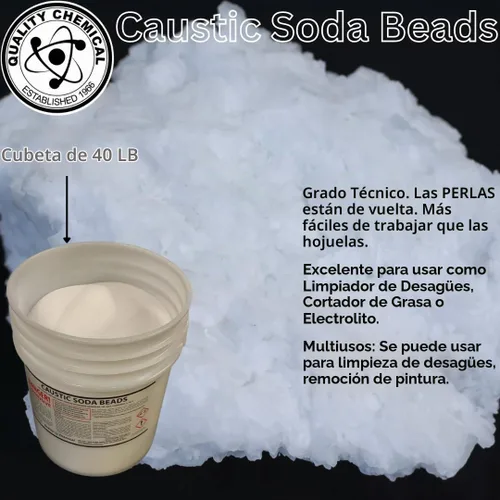 Vista 2 de Quality Chemical Hidróxido de sodio (cuentas de soda cáustica) - Cubo de 40 libras (paquete de 1)