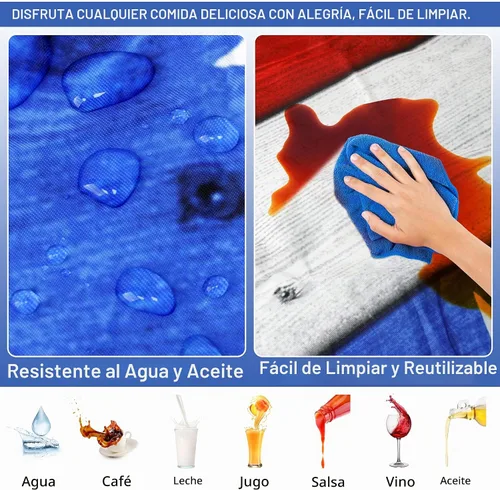 Vista 4 de Juego de fundas para mesa de picnic con bandera estadounidense con textura de madera, impermeable, resistente al viento, para campamento, manteles