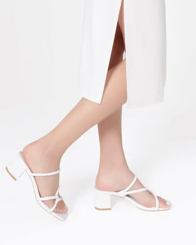 Vista 4 de Shoe'N Tale Tacones de tiras para mujer, tacón bajo y grueso, sandalias de tacón cuadrado abierto sin cordones