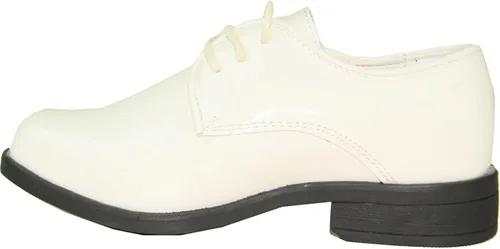 Vista 5 de VANGELO Zapato de vestir Oxford con cordones para niños, zapatos de esmoquin para bailes, uniformes, bodas, eventos formales, tamaño desde niños