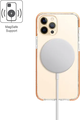 Vista 9 de ARMOR Funda Signature para iPhone 12 Pro / 12, transparente con cinta naranja