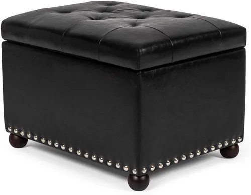 Vista 14 de Joveco Otomana rectangular de 24" con almacenamiento para sala de estar, banco tapizado con asiento y reposapiés con tapa abatible, reposapiés
