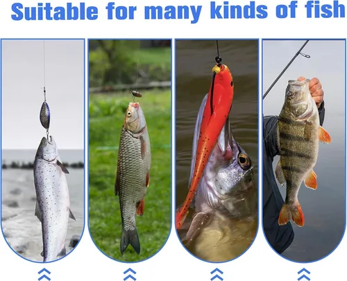 Vista 7 de Crappie Panfish - Juego de ganchos de pesca Aberdeen, 150 anzuelos de pesca de caña larga, ganchos de cangrejo, alambre ligero, gancho de acero al