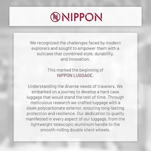 Vista 7 de NIPPON Luggage Nomad - Maleta giratoria rígida con ruedas para mujeres y hombres, rodillo de carcasa dura de viaje, ultra fuerte y duradero