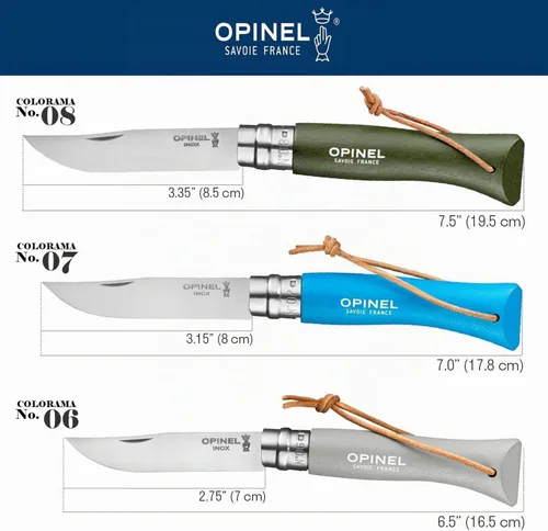 Vista 4 de Opinel No.6 Colorama - Cuchillo plegable de acero inoxidable de uso diario para bolsillo con anillo de seguridad Nube