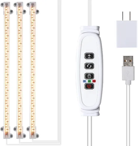 Vista 13 de RWNTAO Lámpara de cultivo de una tira de 2 unidades, tiras de luz LED de espectro completo para plantas de interior con temporizador de encendido