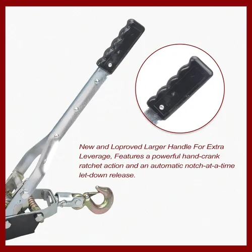 Vista 5 de Cable de acero de 3 ganchos de alta resistencia de 5 toneladas, extractor de potencia de doble engranaje, viene con herramienta de trinquete