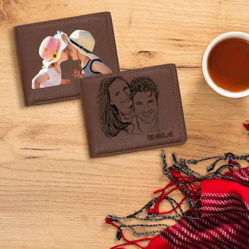 Vista 6 de Carteras de fotos personalizadas para hombresCarteras de cuero grabadas personalizadasRegalos personalizados para el padreMaridoHijo