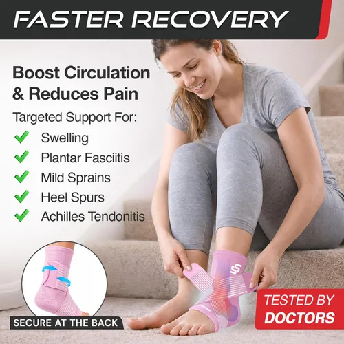 Vista 2 de Tobillera Sleeve Stars para mujeres y hombres, tobillera para esguince de tobillo, manga de compresión para alivio de la fascitis plantar, soporte