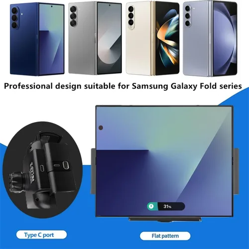 Vista 2 de Cargador de coche inalámbrico Qi de 15 W compatible con Samsung Galaxy Z Fold3 Z Fold2 Fold S21 Ultra Xiaomi Mix Fold iPhone 13 Pro Max 12 Pro 4.3