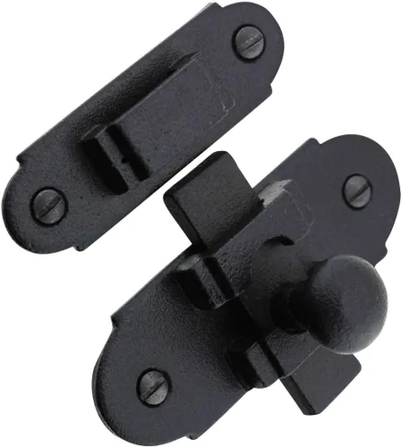 Vista 9 de Renovators Supply Manufacturing Pestillo deslizante negro para puerta, 3.25 x 1.25 pulgadas, de hierro forjado antiguo, pequeños cierres deslizantes